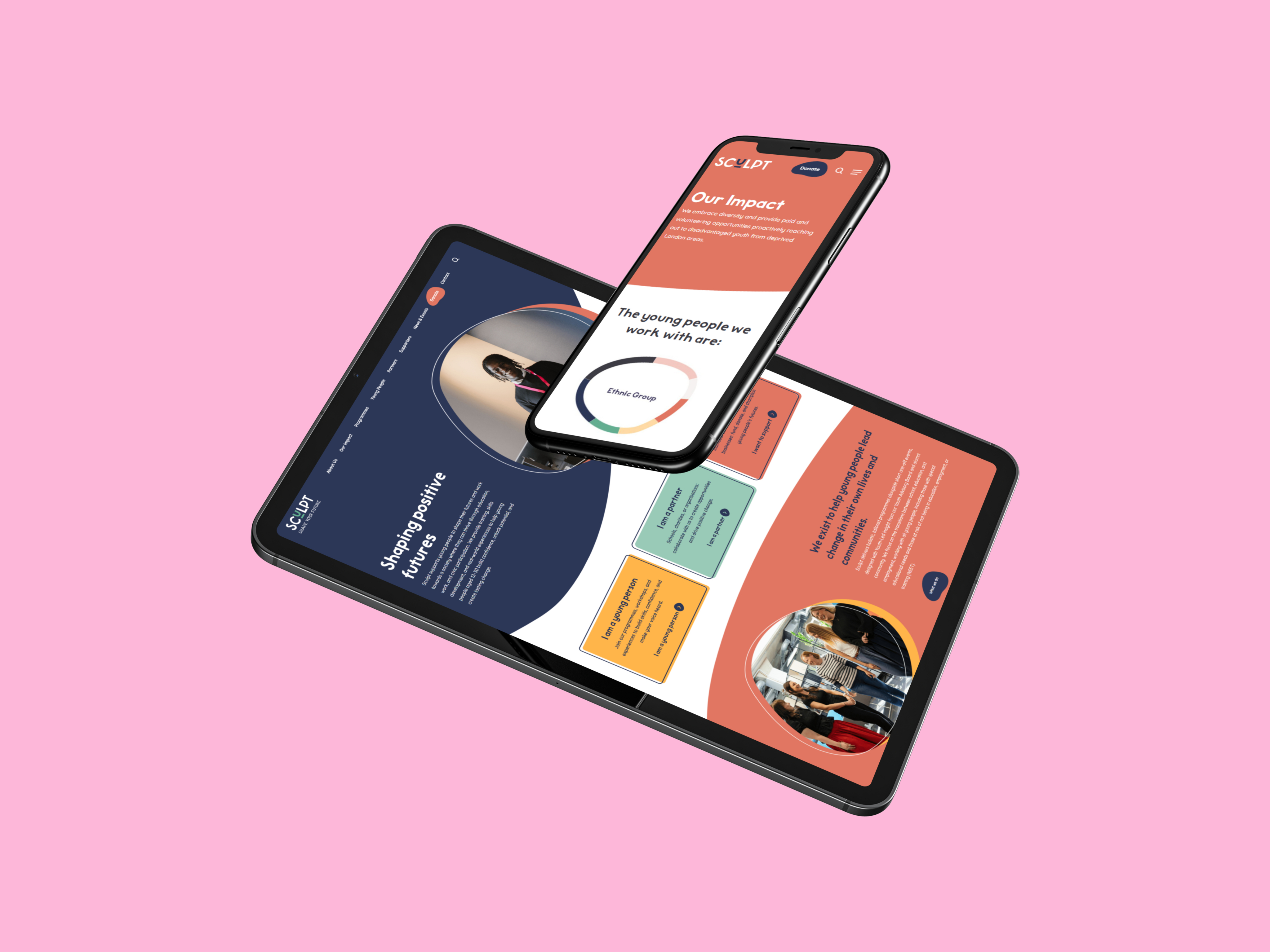 Image of 2 displays of the redesigned website